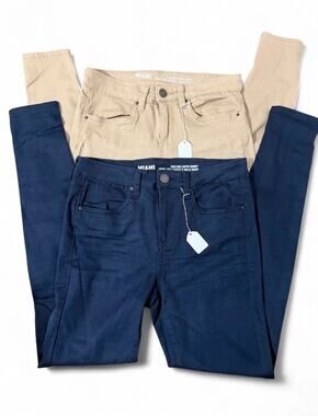 Minimalist High-Waisted Navy & Khaki Skinny Jeans 2 Pack Bundle Deal Size 7